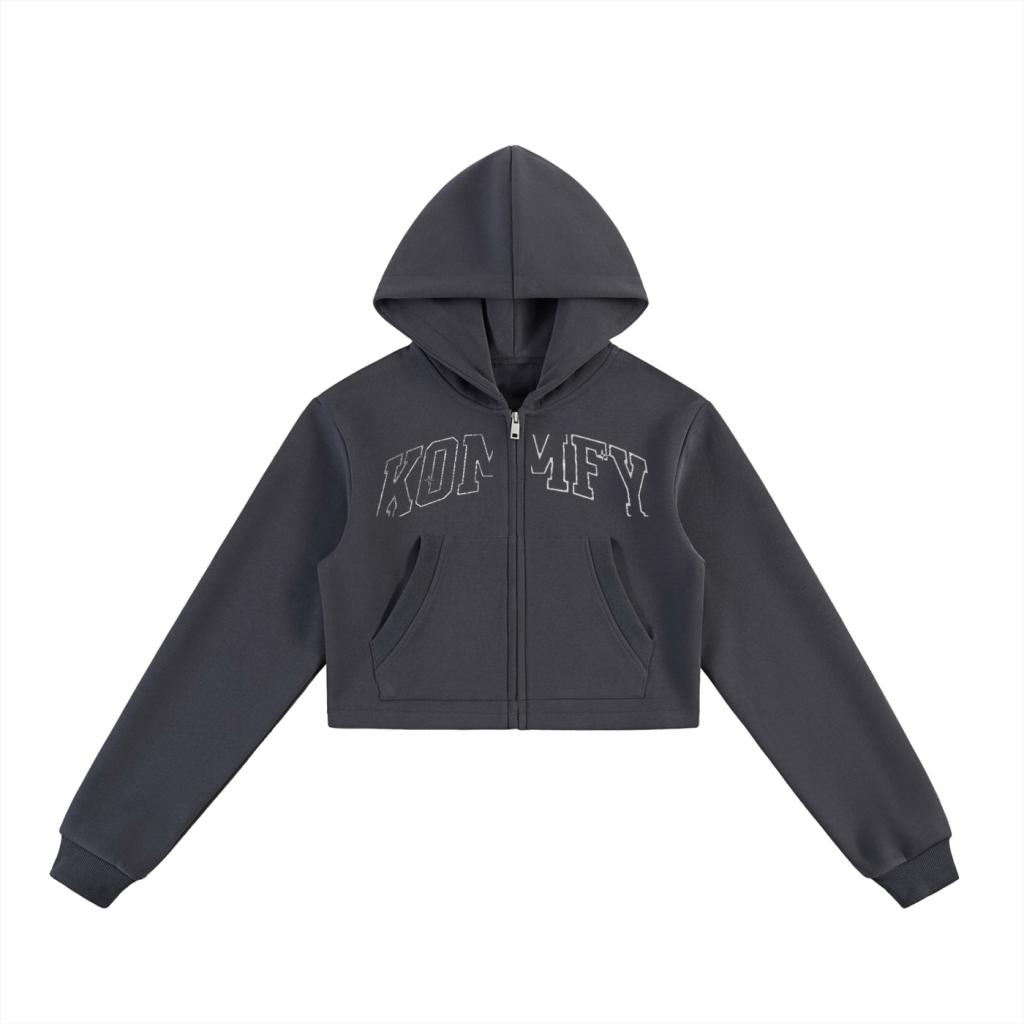 Komfy Cropped Zip-Up Hoodie