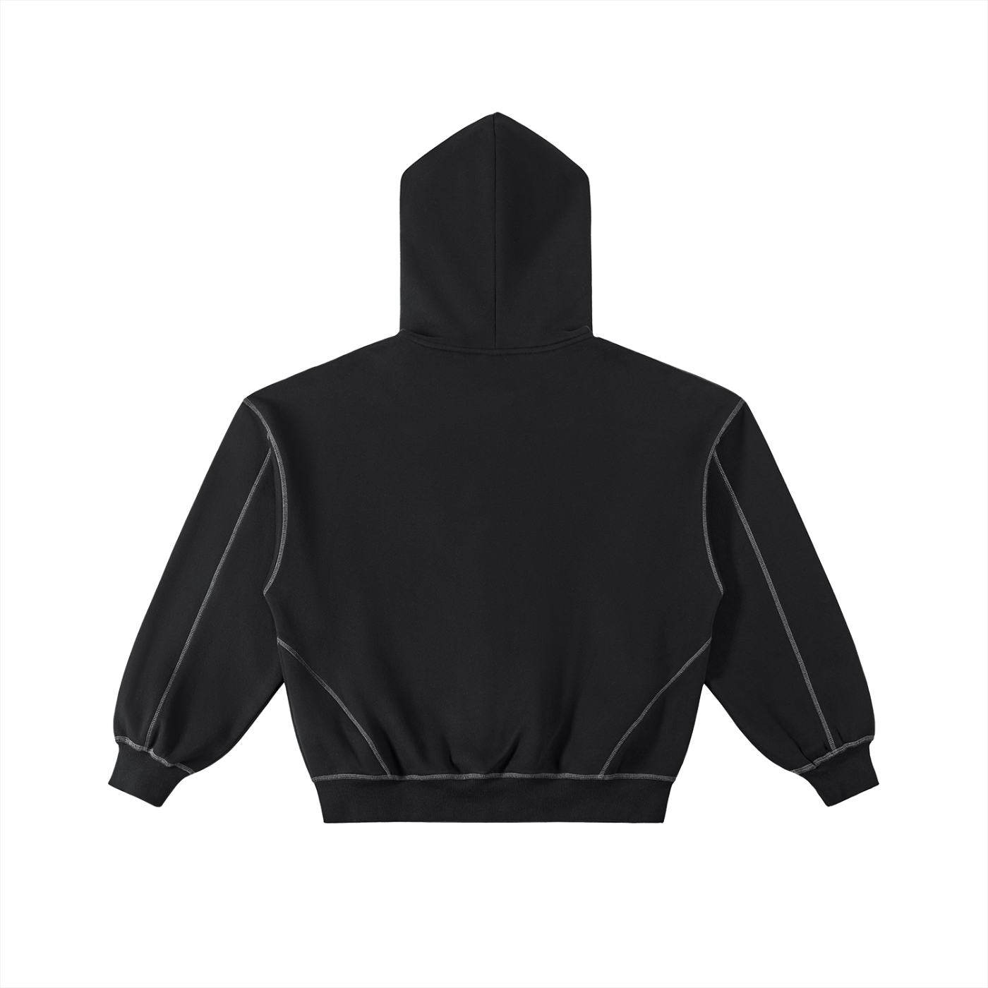 Komfy Contrast-Stitched Boxy Fleece Zip Hoodie