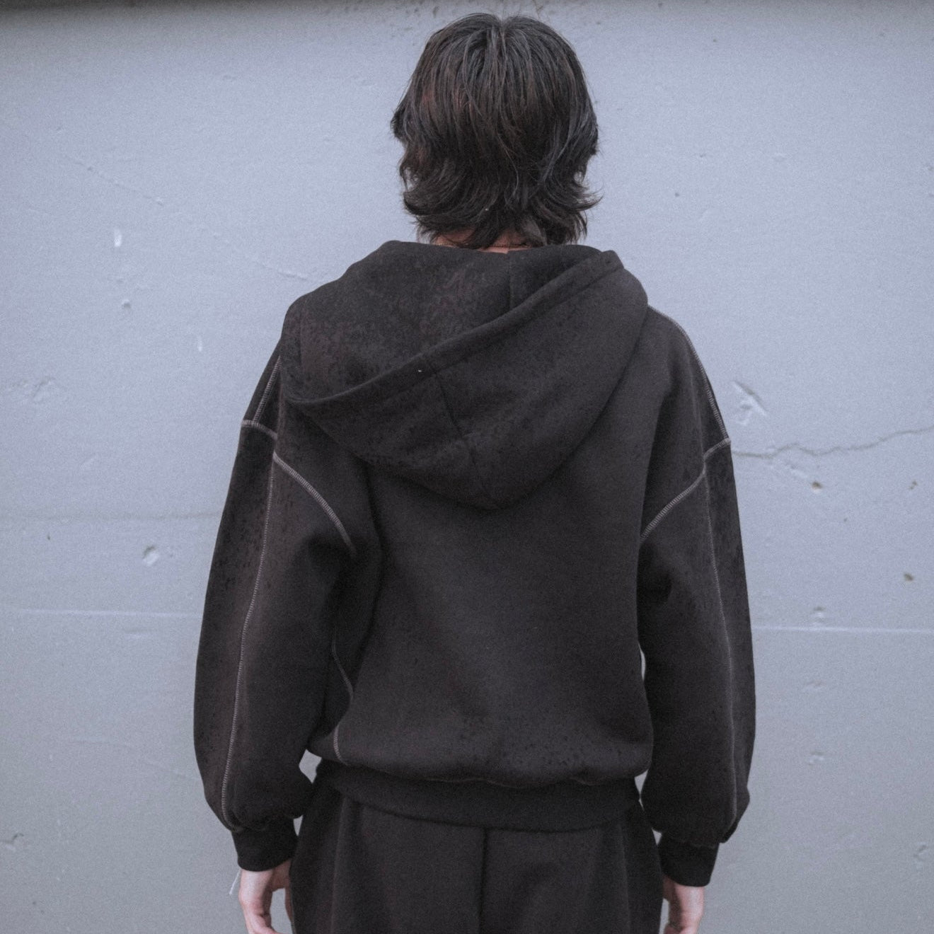 Komfy Contrast-Stitched Boxy Fleece Zip Hoodie