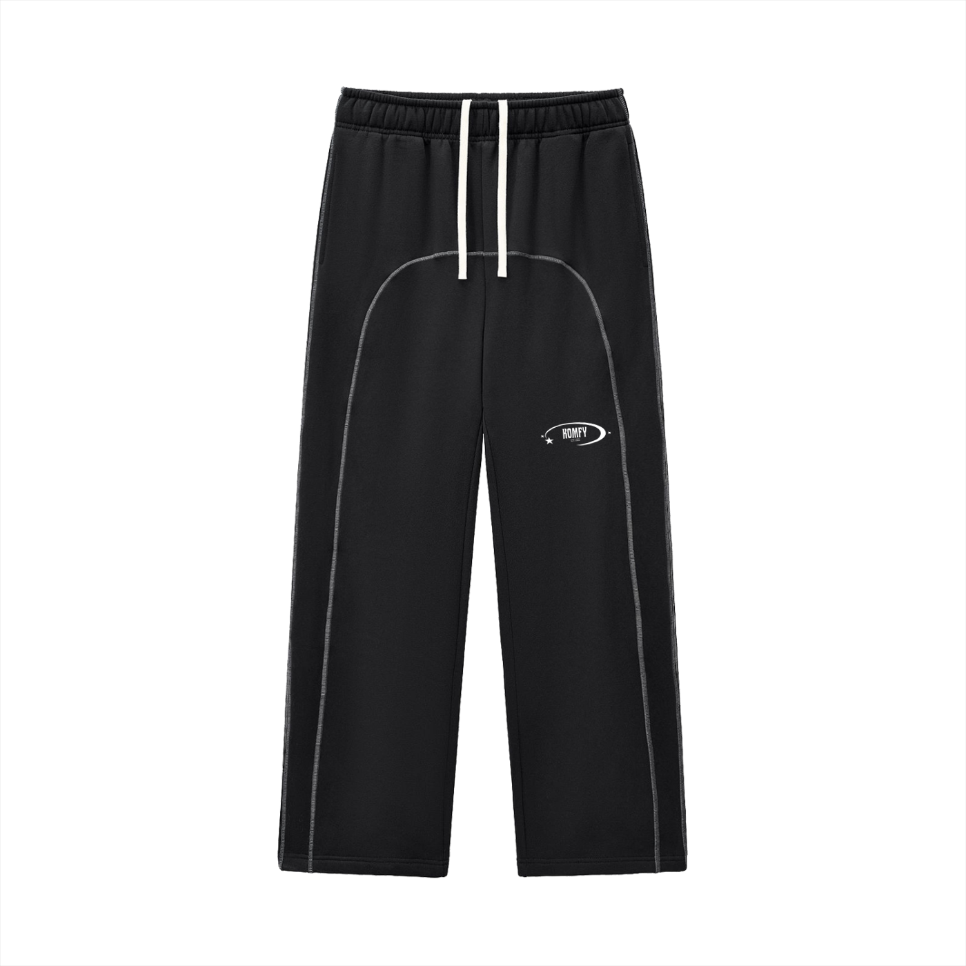 Komfy Contrast-Stitched Fleece Sweatpants